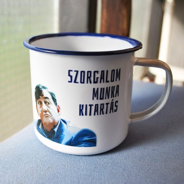 Szorgalom, munka, kitartás inspirációs bádog bögre