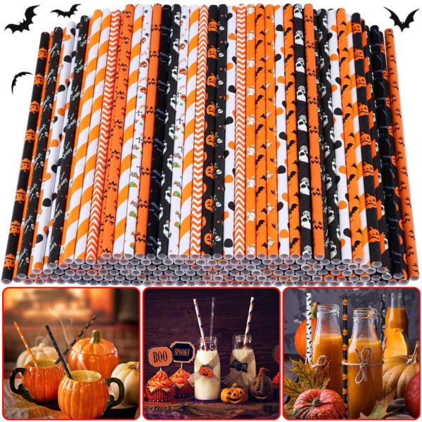Halloween papírszivószál csomag