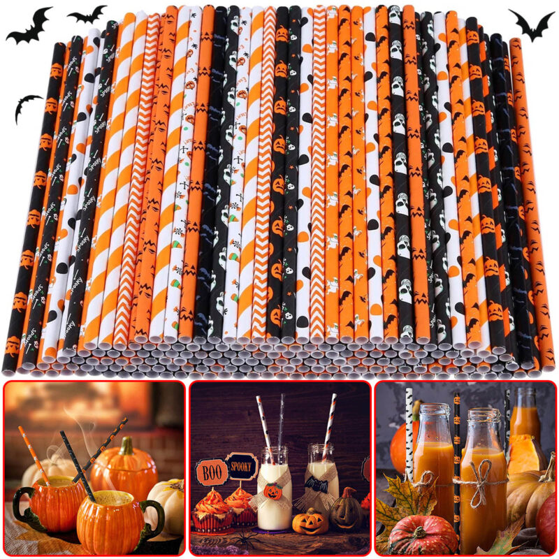 Halloween papírszivószál csomag