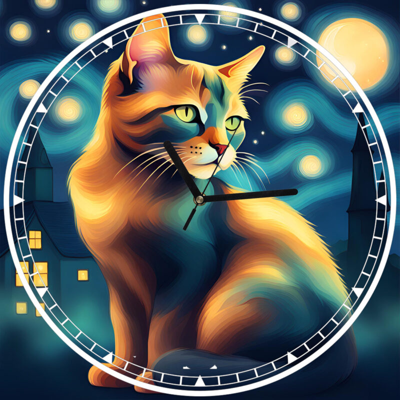 Starry cat óra 20 cm négyszög