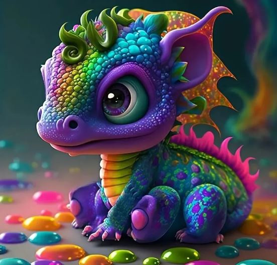 Color baby dragon 5D gyémántkirakó