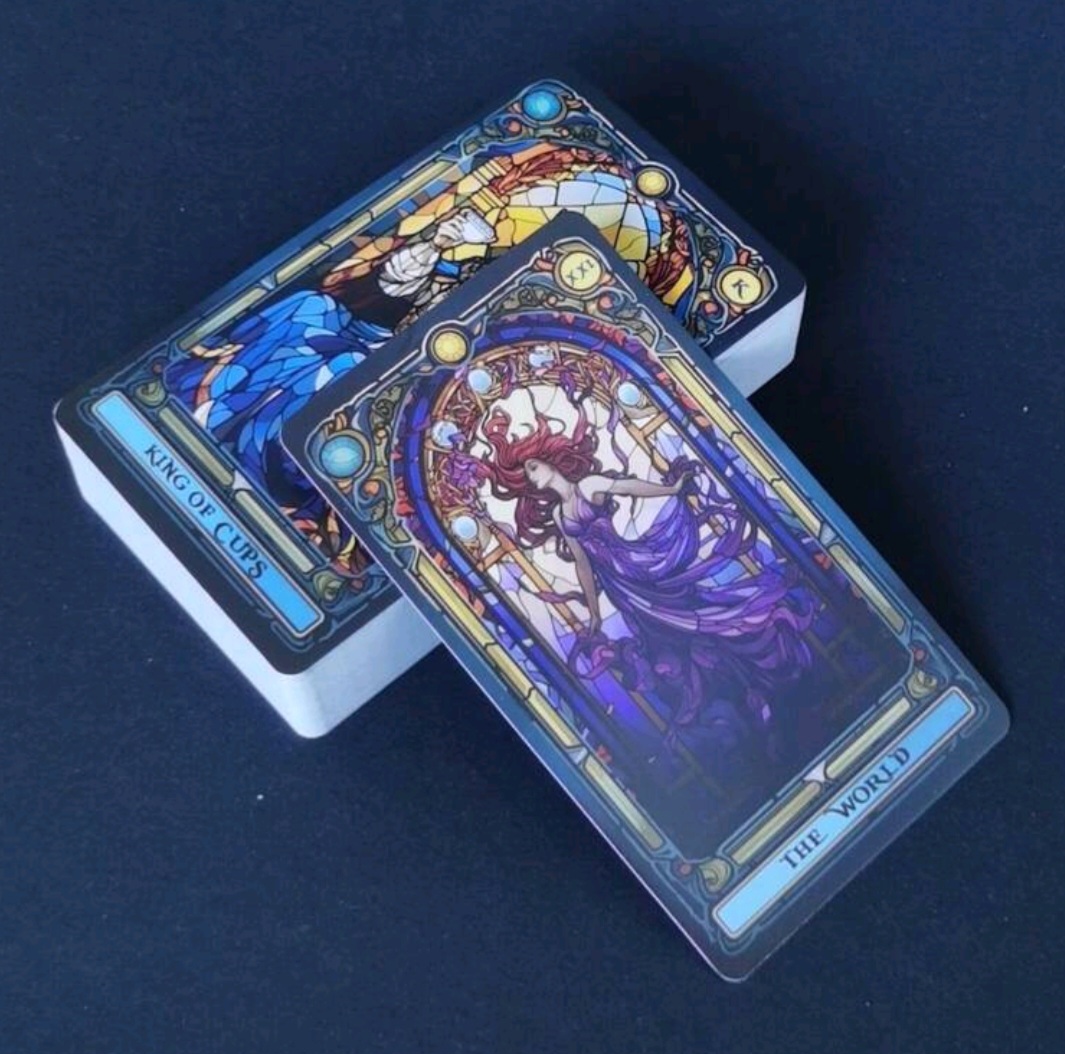Gótikus üvegablak stílusú tarot kártya - jóskészlet