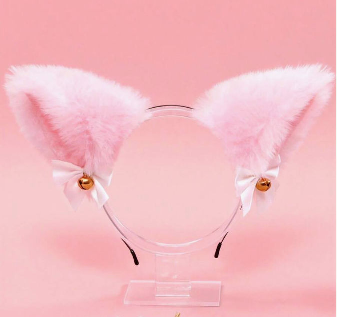 Pink cica fül állatos hajráf - kiegészítő Halloweenre, farsangra, cosplayhez